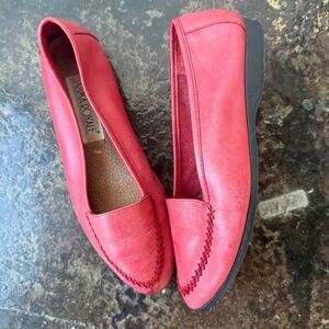 Vintage Prima Royale Flats Red Faux Leather Loafers Retro Moccasions Womens 7.5